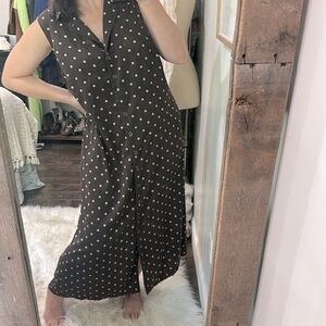 Studio I vintage Brown Polka Dot sleeveless button down Maxi Dress size 18W